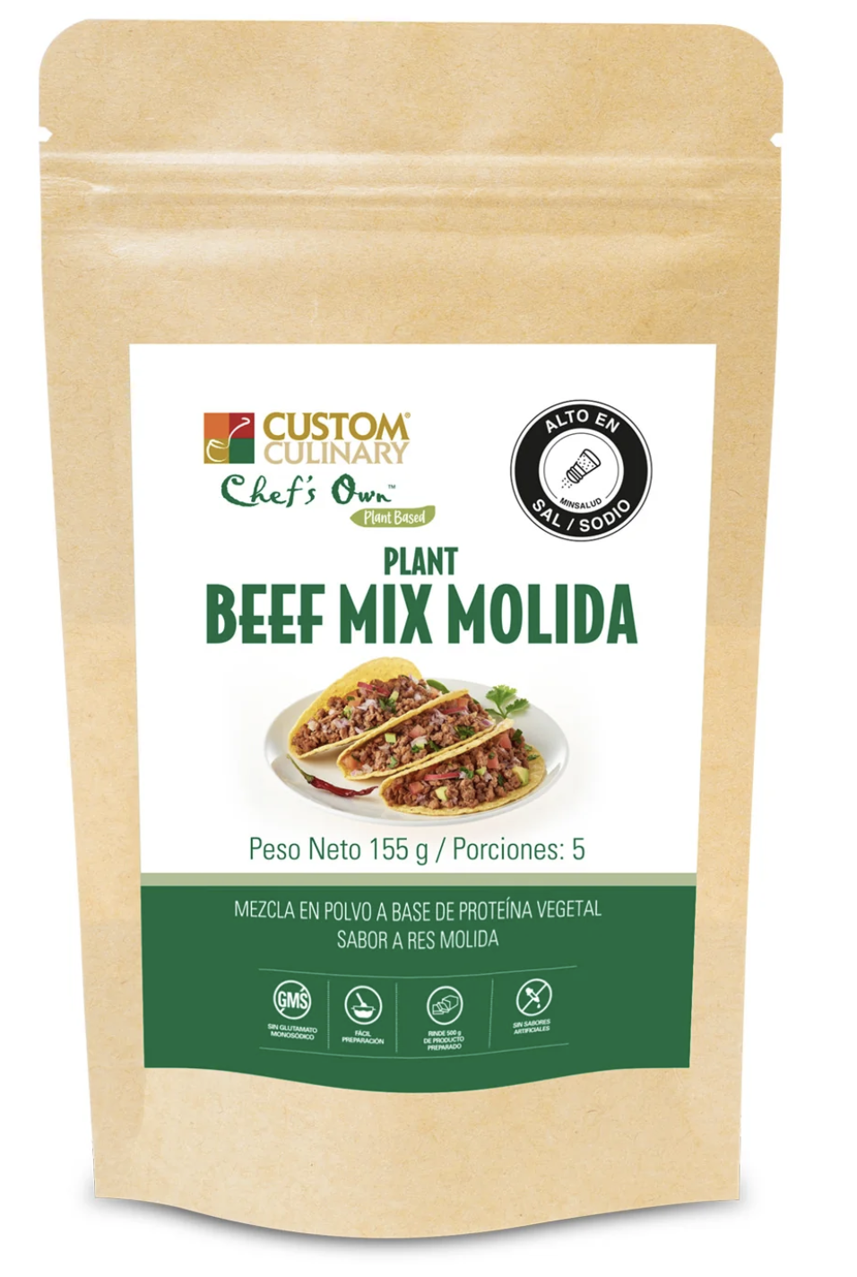Plant Beef Mix Molida Chefs OwnTM Doypack Zipper Eco 155g